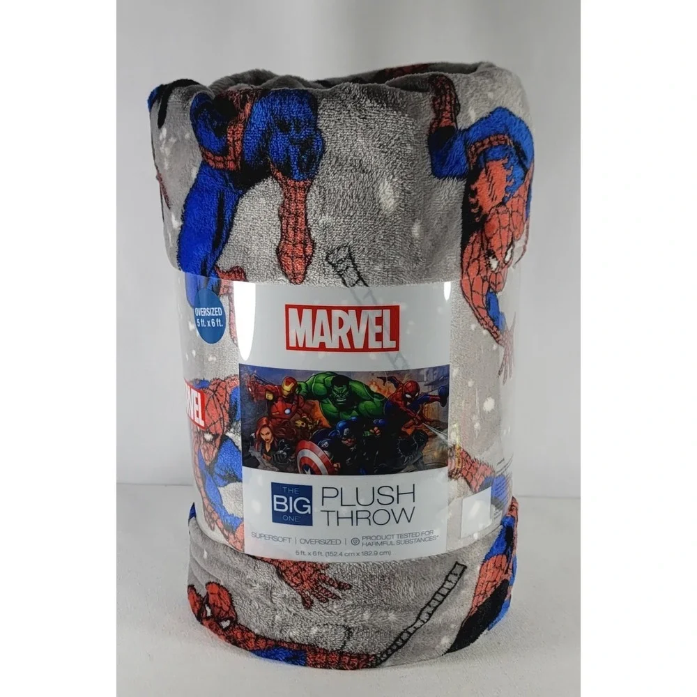 MARVEL'S‎ The Spider-Man The Big One Gray Oversized Fleece Throw - 5' x 6' New